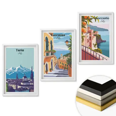 Set de 3 tablouri pentru living Orașe italiene farmec și frumusețe