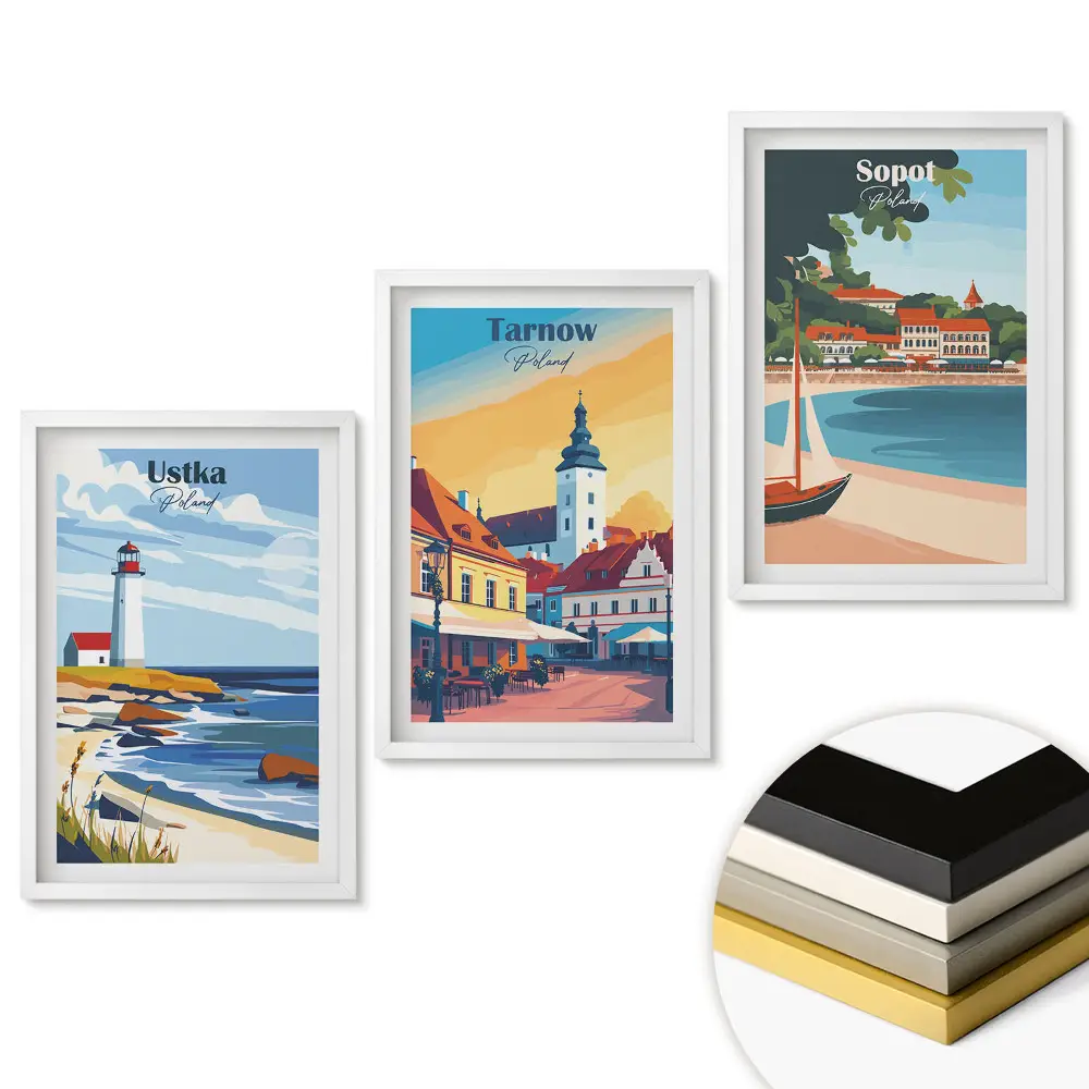 Set de tablouri pentru living Orașele de coastă poloneze și farmecul lor