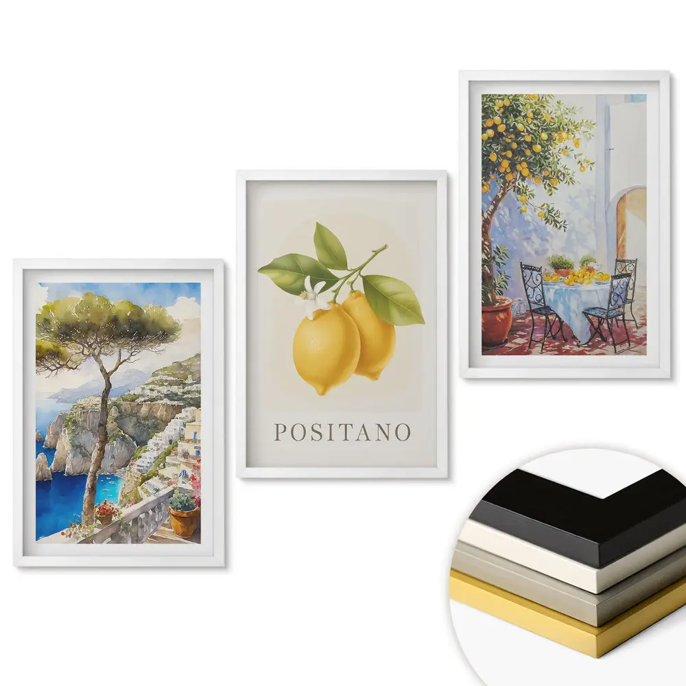 Set tablouri pentru living cu peisaje italiene și citrice