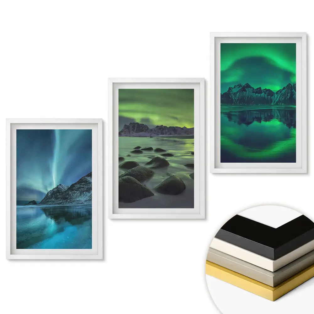 Set 3 tablouri pentru living cu peisaje nordice onirice