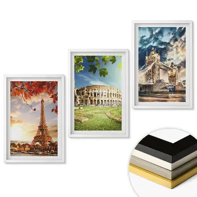 Set 3 tablouri pentru living cu monumente ale Europei în peisaje frumoase