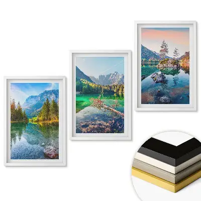 Set 3 tablouri pentru living cu peisaje pitorești de munte și apă