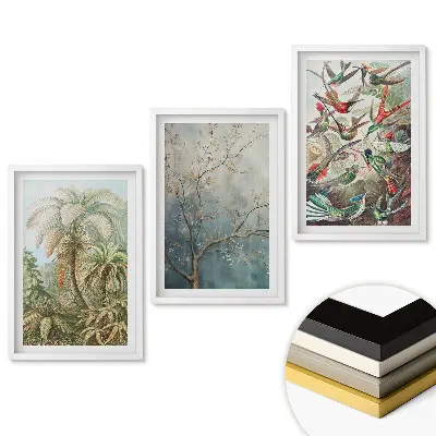 Set de 3 tablouri pentru living cu peisaje exotice în abordare artistică