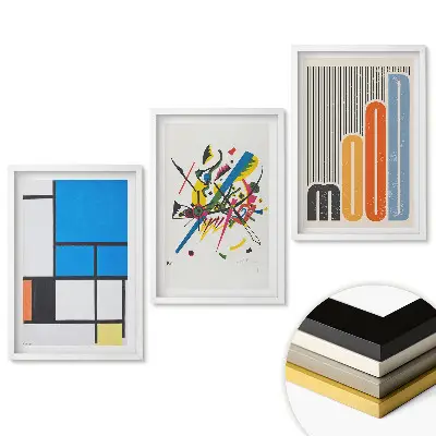 Set de 3 tablouri pentru living cu compoziții abstracte de culori și forme