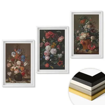 Set 3 tablouri pentru living cu compoziții florale în stil artistic