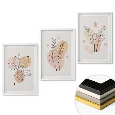 Set de tablouri pentru living cu grafică elegantă și motive vegetale