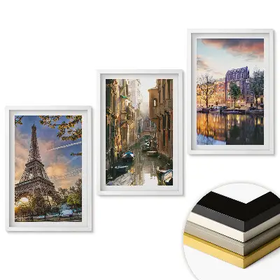 Set 3 tablouri pentru living cu monumente ale Europei în cadre pitorești