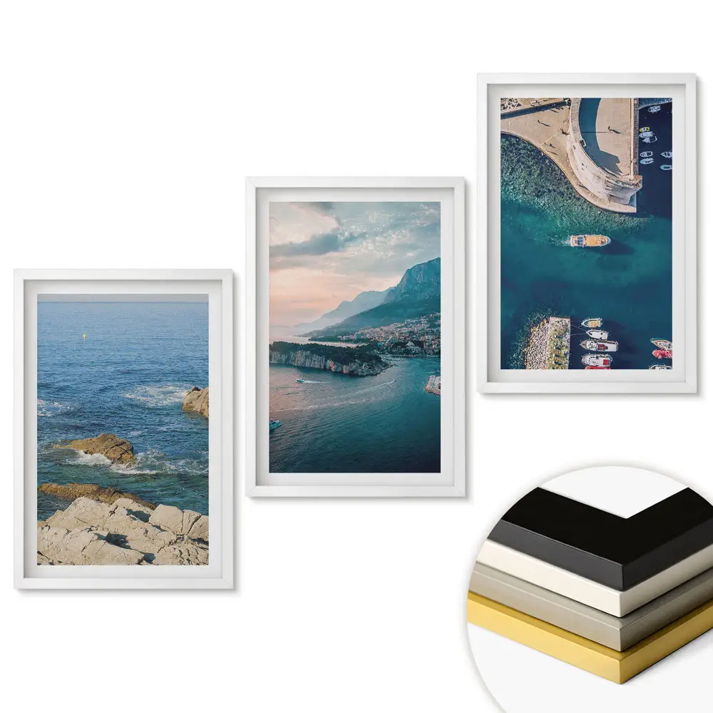 Set de 3 tablouri pentru living Vederi pitorești la malul mării