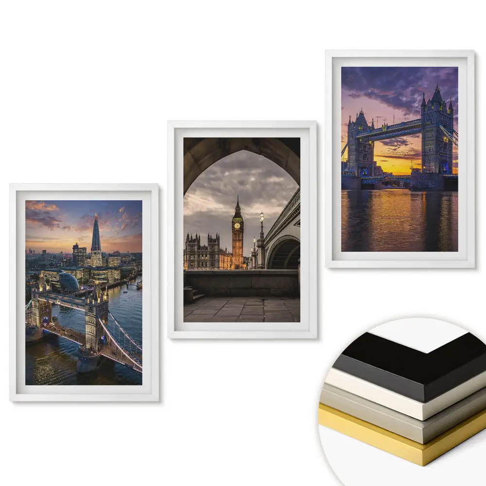 Set de 3 tablouri pentru living Vederi ale Londrei la apus