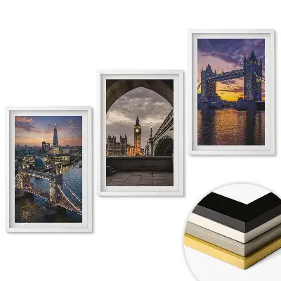 Set de 3 tablouri pentru living Vederi ale Londrei la apus