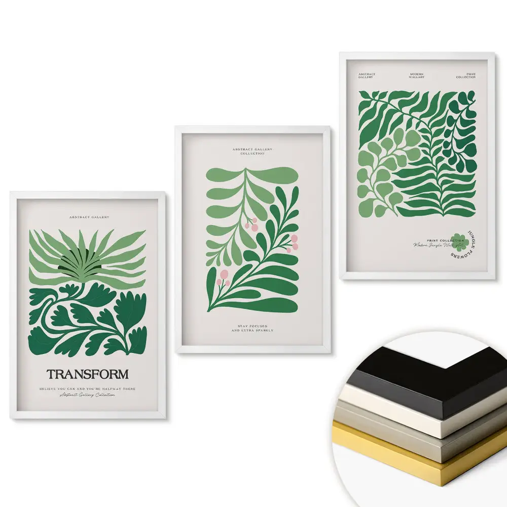 Set tablouri pentru living Armonia verde în arta vegetală