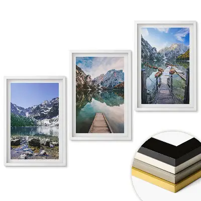 Set de tablouri pentru living cu peisaje montane și lacuri