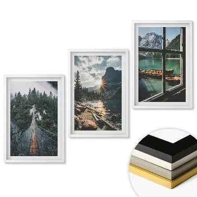 Set de 3 tablouri pentru living cu motive din natură