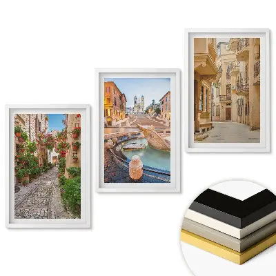 Set de tablouri pentru living cu străzi fermecătoare și priveliști pitorești
