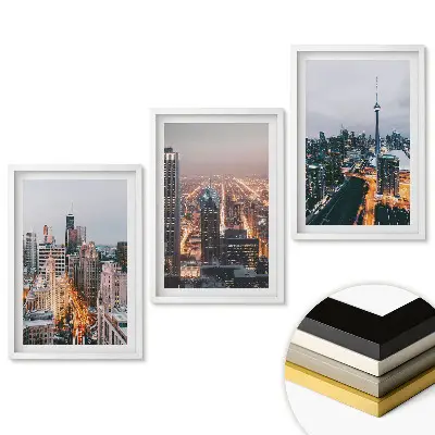 Set tablouri pentru living Orașe în strălucirea soarelui apus