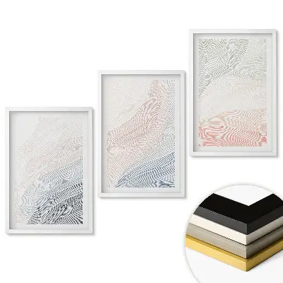 Set tablouri pentru living cu model abstract de valuri în culori delicate