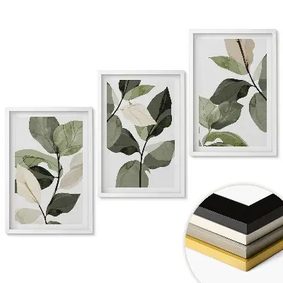 Set de tablouri pentru living Eleganța frunzelor în stil minimalist