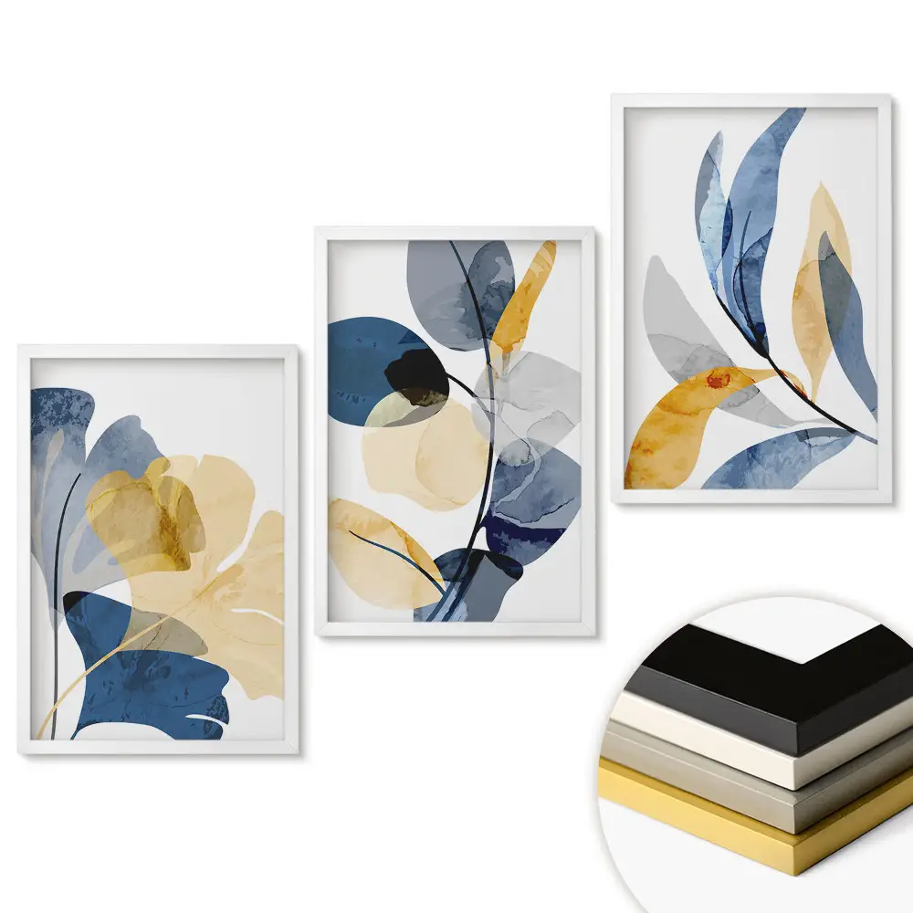 Set de 3 tablouri pentru living cu design floral modern