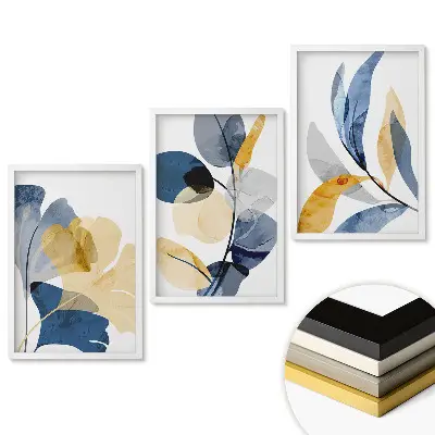 Set de 3 tablouri pentru living cu design floral modern