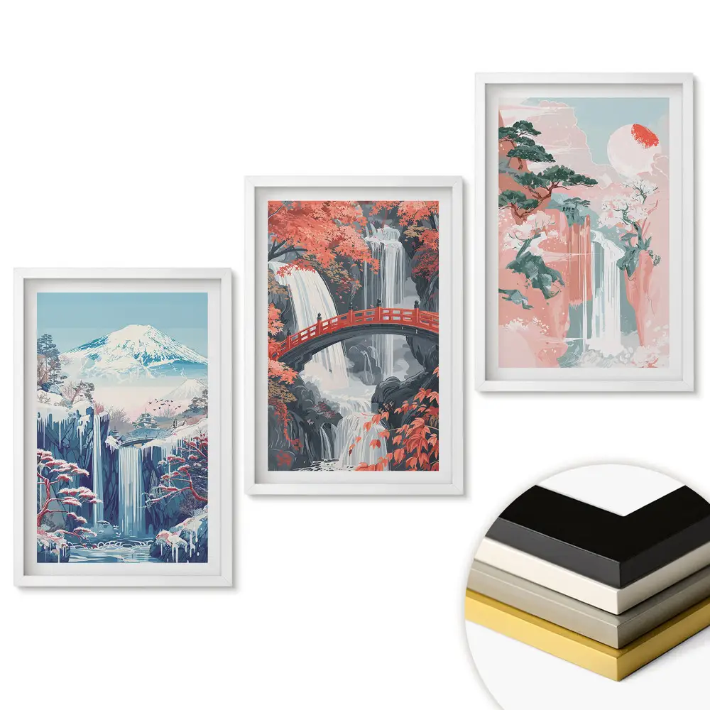Set tablouri pentru living cu peisaj pitoresc Cascade