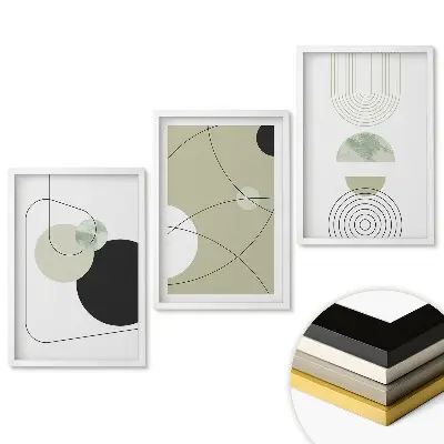 Set de 3 tablouri pentru living cu forme abstracte în culori discrete