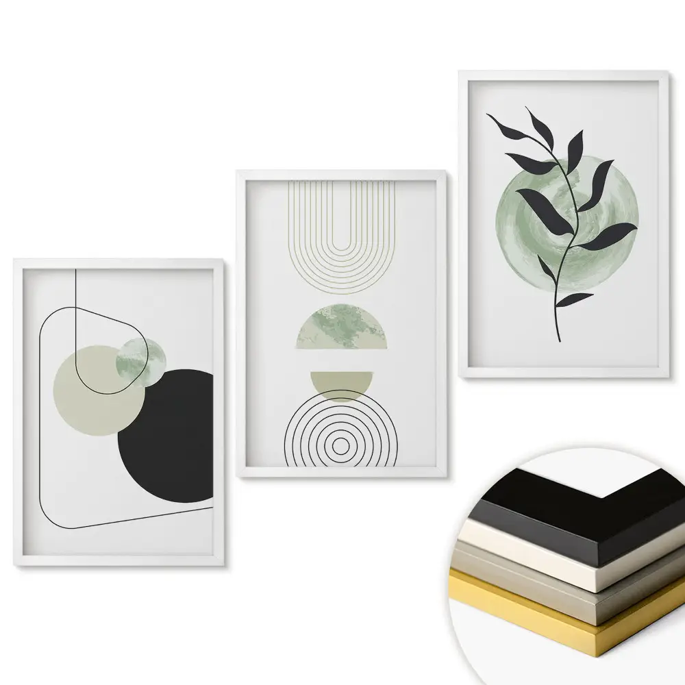 Set tablouri pentru living cu compoziții abstracte în culori delicate