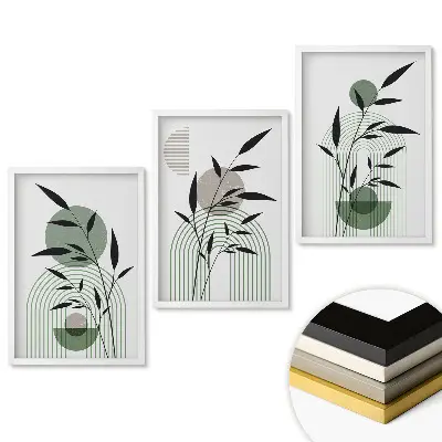 Set de 3 tablouri pentru living cu design minimalist inspirat din plante
