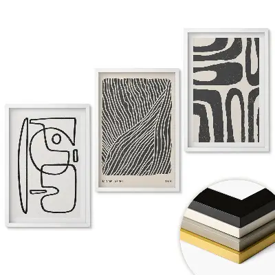 Set de tablouri pentru living cu forme abstracte în stil minimalist