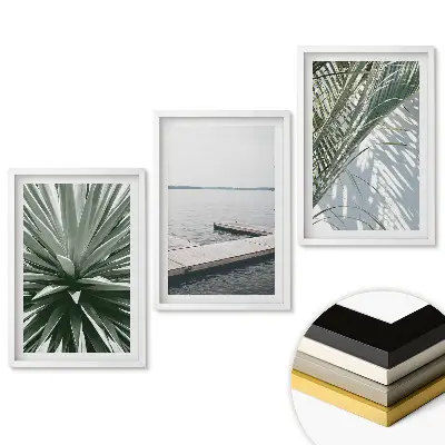 Set de tablouri pentru living cu accente verzi în stil minimalist