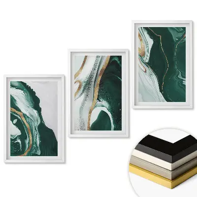 Set tablouri pentru living Abstracțiuni verzi cu accente delicate