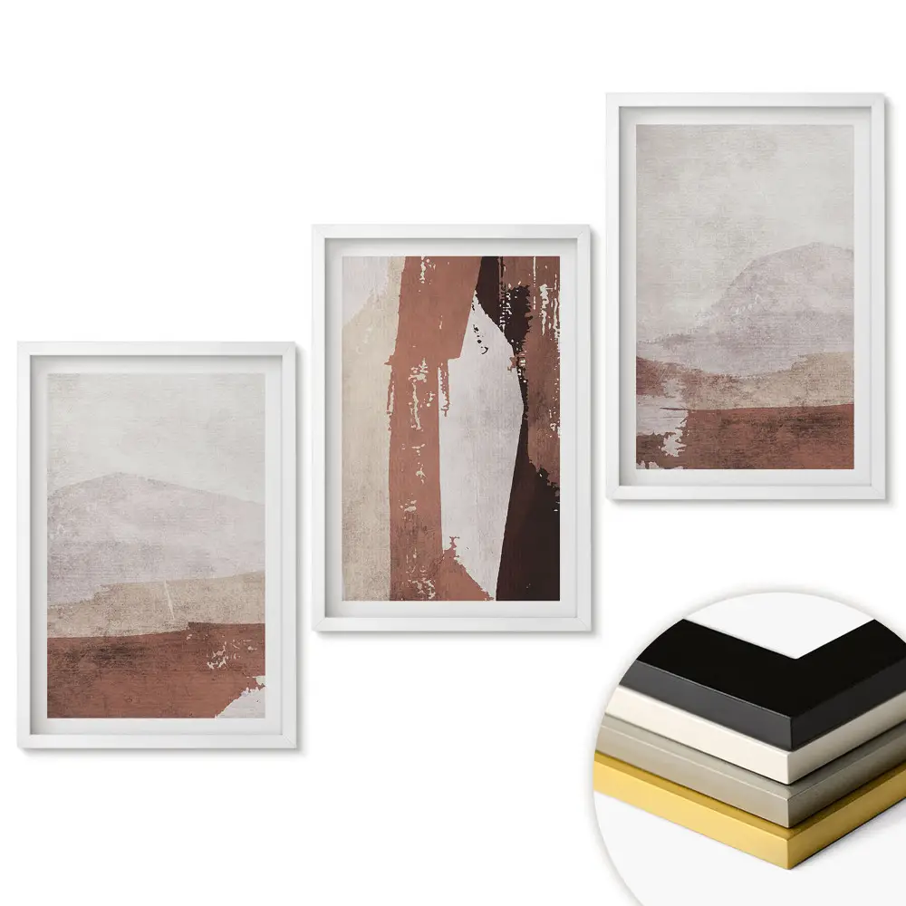 Set de tablouri pentru living cu peisaje abstracte în culori estompate