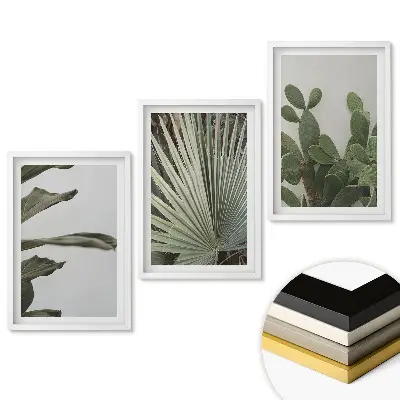 Set de 3 tablouri pentru living Armonie verde în stil minimalist