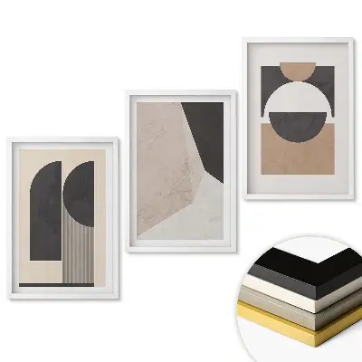 Set de 3 tablouri pentru living cu forme abstracte în culori discrete