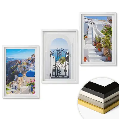 Set de tablouri pentru living Străzi albe și cupole albastre