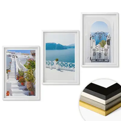 Set de 3 tablouri pentru living cu vederi pitorești ale insulelor grecești