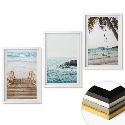 Set de tablouri pentru living Liniștea peisajelor de coastă format din trei piese