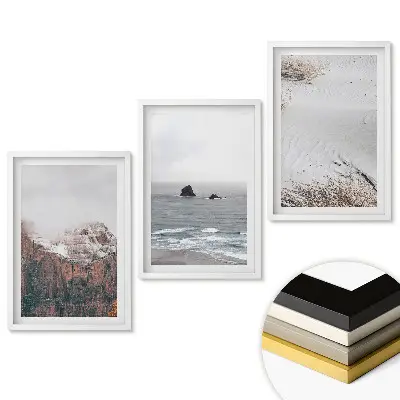 Set tablouri pentru living cu peisaje naturale în culori discrete