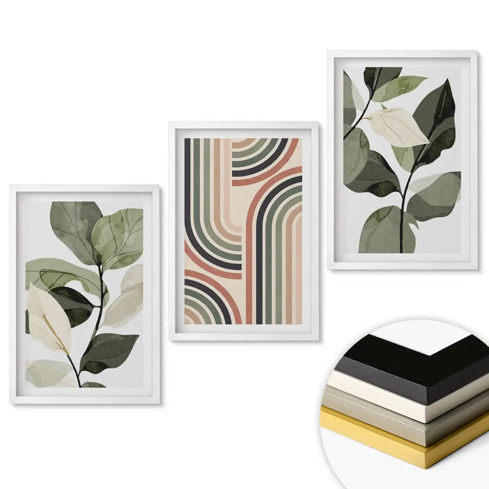 Set tablouri pentru living cu design modern și motive vegetale