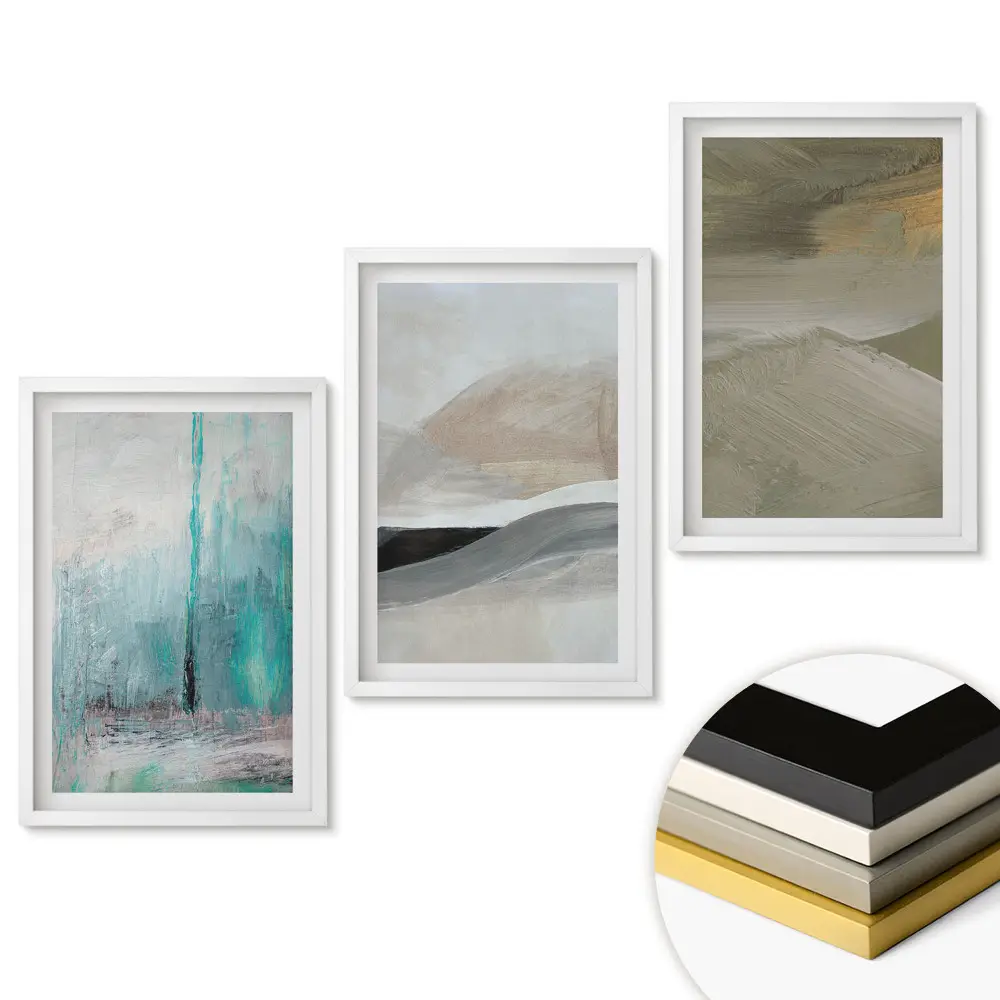Set 3 tablouri pentru living cu peisaje abstracte în culori discrete