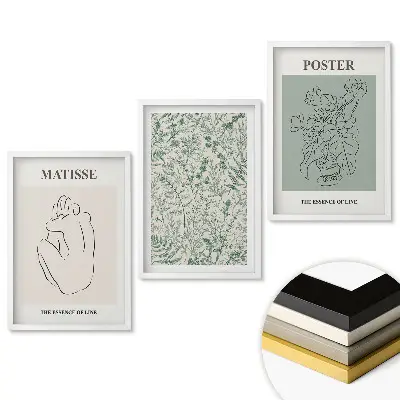 Set 3 tablouri pentru living Esența liniei în arta modernă