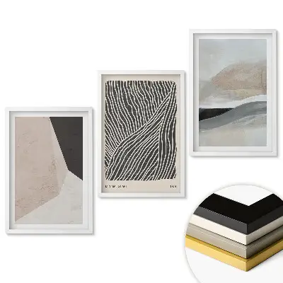 Set de 3 tablouri pentru living cu compoziții abstracte în culori discrete