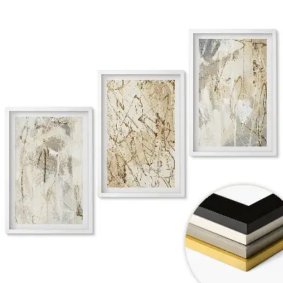 Set tablouri pentru living cu compoziții abstracte în nuanțe delicate