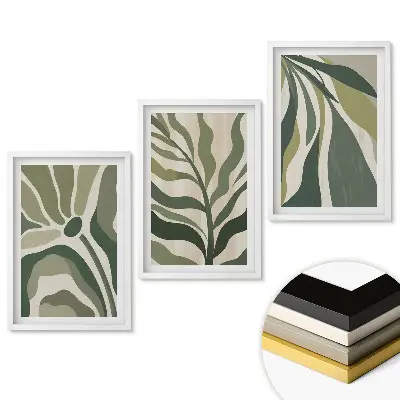 Set tablouri pentru living Armonia verde în artă abstractă
