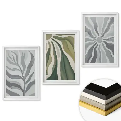 Set de 3 tablouri pentru living cu motive botanice în stil minimalist