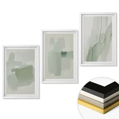 Set de 3 tablouri pentru living cu nuanțe abstracte de verde