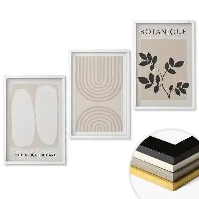Set de 3 tablouri pentru living cu grafică elegantă în nuanțe neutre