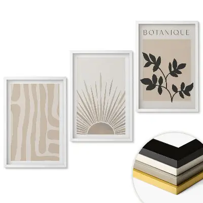Set de tablouri pentru living cu grafică elegantă în culori neutre