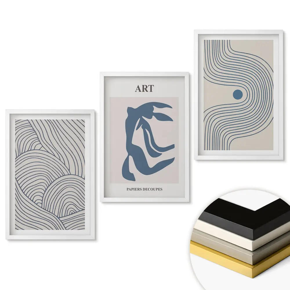 Set de 3 tablouri pentru living cu modele abstracte în nuanțe delicate