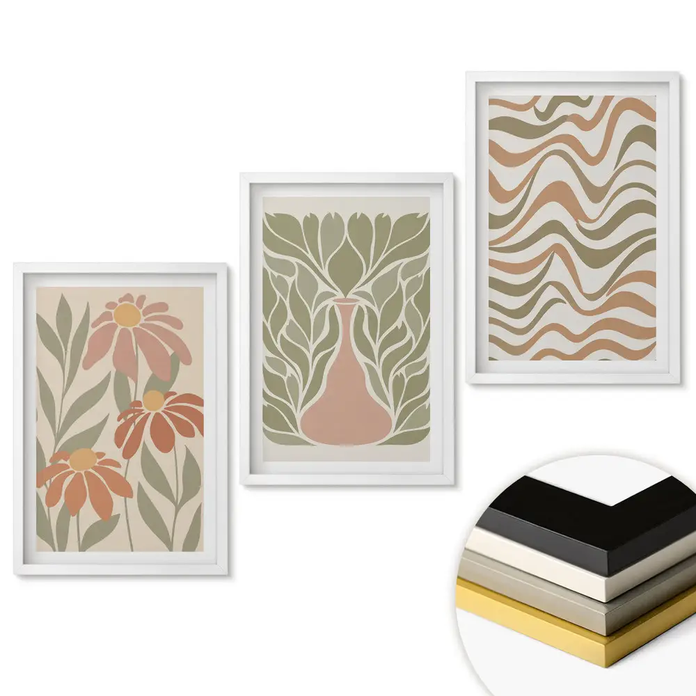 Set 3 tablouri pentru living cu design floral modern