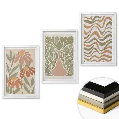 Set 3 tablouri pentru living cu design floral modern